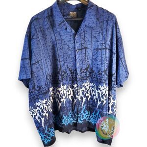 Pineapple Connection 6XB Blue Tribal Flame Shirt